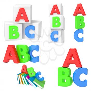 Primary Education ABC Set  Isolated on White Background.