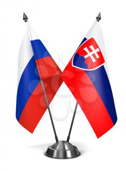 Russia and Slovakia - Miniature Flags Isolated on White Background.