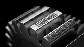 Equipment Modernization on the Metal Gears on Black Background. 