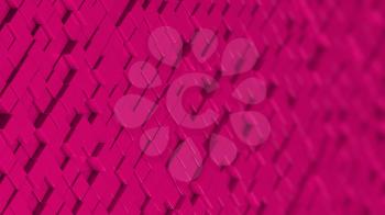 Grid of pink cubes in a randomized pattern. Wide shot. 3D computer generated background image.