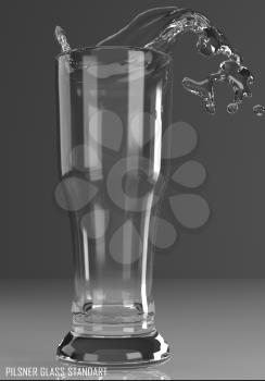 pilsner glass standart 3D illustration on dark background