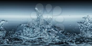 splash of water on a dark background. HDRI map, 3D illustration