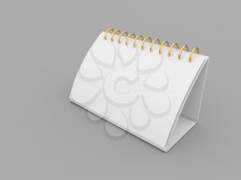 Blank mockup of desktop calendar on gray background. 3d render illustration.