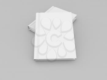 Hardcover book mockup on gray background. 3d render illustration.