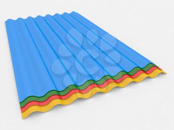 Plastic colored slate on a white background. 3d render illustration.