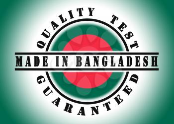 Quality test guaranteed stamp with a national flag inside, Bangladesh