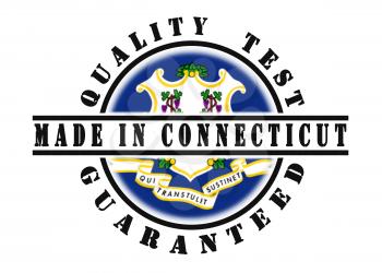 Quality test guaranteed stamp with a state flag inside, Connecticut