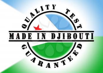 Quality test guaranteed stamp with a national flag inside, Djibouti