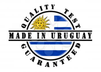 Quality test guaranteed stamp with a national flag inside, Uruguay