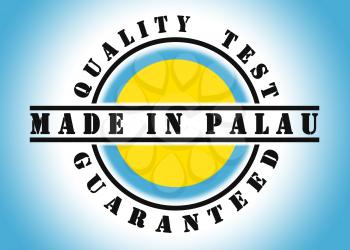 Quality test guaranteed stamp with a national flag inside, Palau