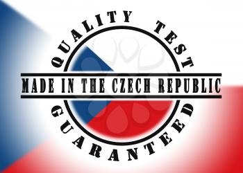 Quality test guaranteed stamp with a national flag inside, Czech Republic