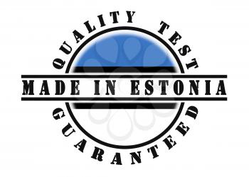 Quality test guaranteed stamp with a national flag inside, Estonia