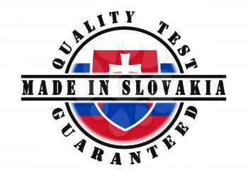 Quality test guaranteed stamp with a national flag inside, Slovakia