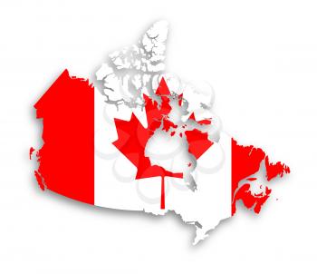 Canada map with the flag inside, isolated