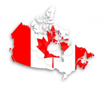 Canada map with the flag inside, isolated