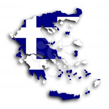 Greece map with the flag inside, isolated