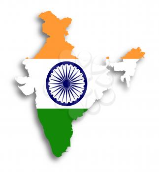 Map of India filled with flag, isolated