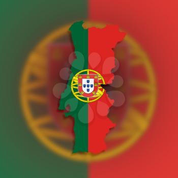 Map of Portugal filled with flag, isolated