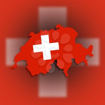 Switzerland map with the flag inside, isolated