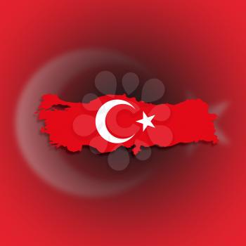 Turkey map with the flag inside, isolated