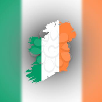 Map of Ireland with flag inside, isolated