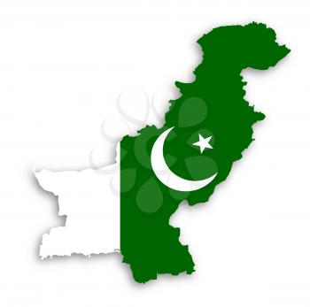 Map of Pakistan with their flag illustration