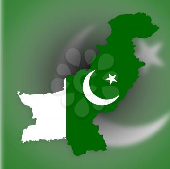 Map of Pakistan with their flag illustration