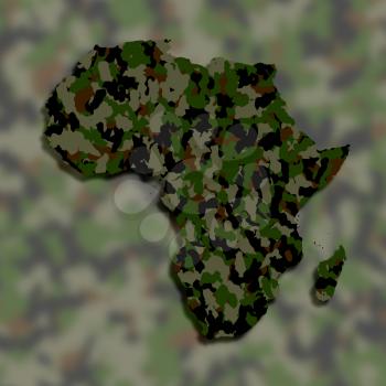 Map of Africa filled with camouflage pattern, isolated