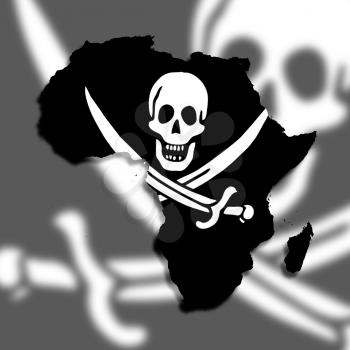 Map of Africa filled with a pirate flag, isolated