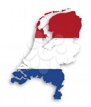 Map and flag of the Netherlands, isolated