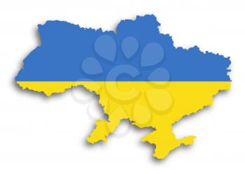 Map of the Ukraine filled with flag, isolated