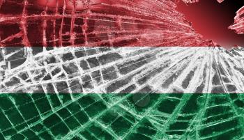 Isolated broken glass or ice with a flag, Hungary