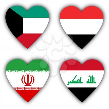 Flags in the shape of a heart, 4 different countries