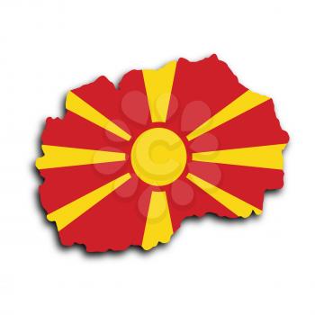 Country shape outlined and filled with the flag, Macedonia