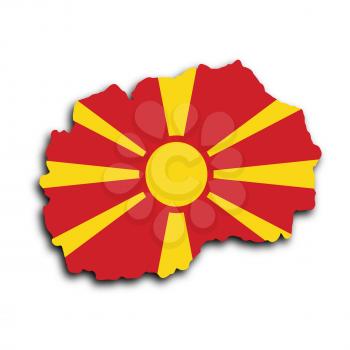 Country shape outlined and filled with the flag, Macedonia