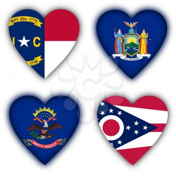 Flags in the shape of a heart, 4 different US states