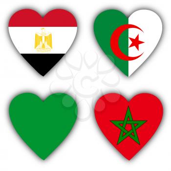 Flags in the shape of a heart, 4 different countries