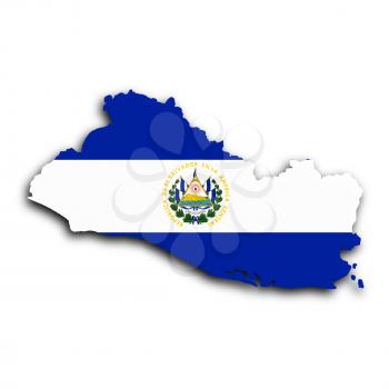 Map of El Salvador filled with the national flag