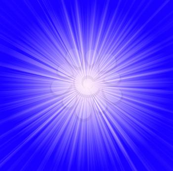 Starburst background, sunbeams going in all directions, blue and white