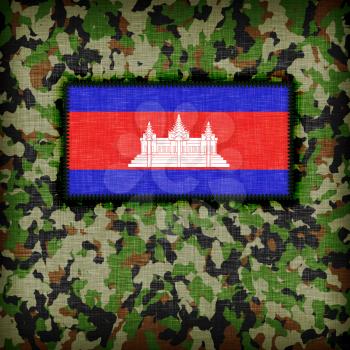 Amy camouflage uniform with flag on it, Cambodia