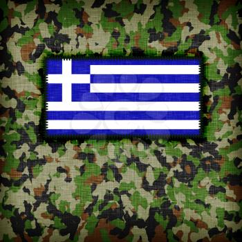 Amy camouflage uniform with flag on it, Greece