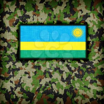 Amy camouflage uniform with flag on it, Rwanda