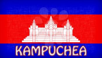 Flag of Cambodia stitched with letters, isolated