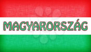 Flag of Hungary stitched with letters, isolated