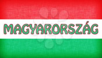 Flag of Hungary stitched with letters, isolated