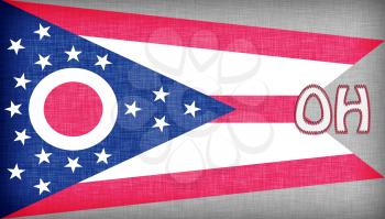 Linen flag of the US state of Ohio with it's abbreviation stitched on it