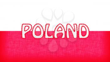 Flag of Poland stitched with letters, isolated