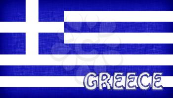 Flag of Greece with letters stiched on it