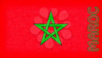 Flag of Morocco with letters stiched on it