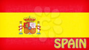 Flag of Spain with letters stiched on it